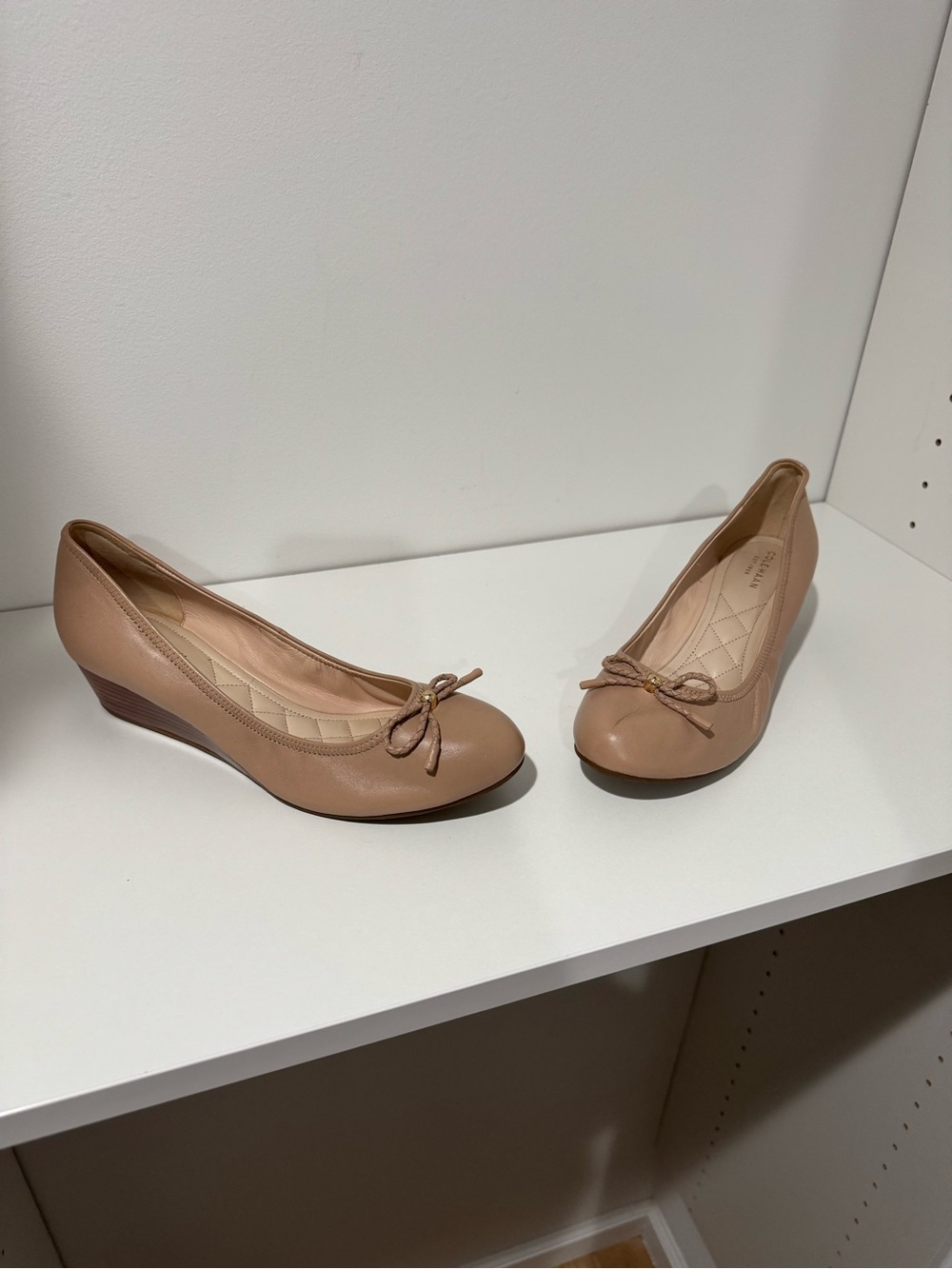 Cole Haan Nude/Taupe Wedge Ballet Flats with Bow